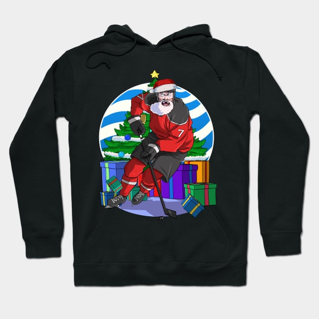 Ice Hockey Player Santa Christmas Tree Hoodie by Noseking